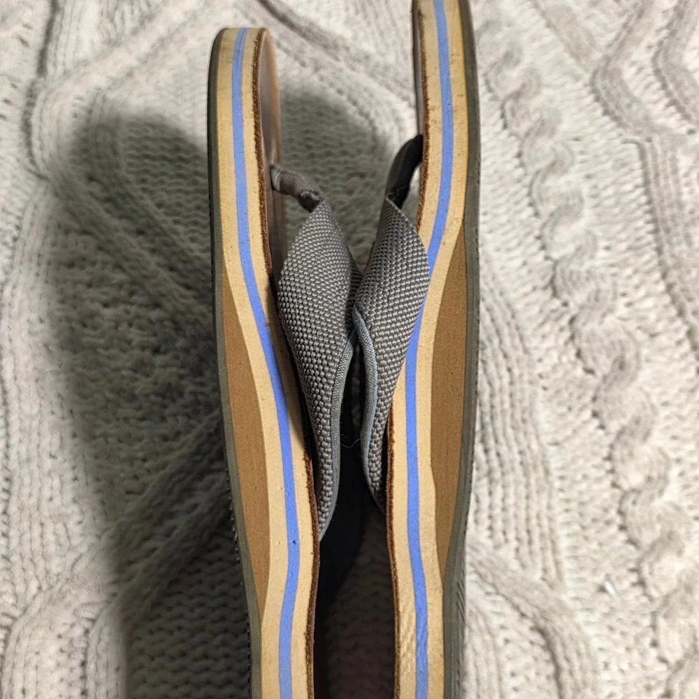 Hari Mari Flip Flops Leather Brown Grey Memory Foam Thong Sandals Mens‎ 11